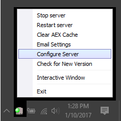 Opening the Server Settings for the Alpha Anywhere Application Server.